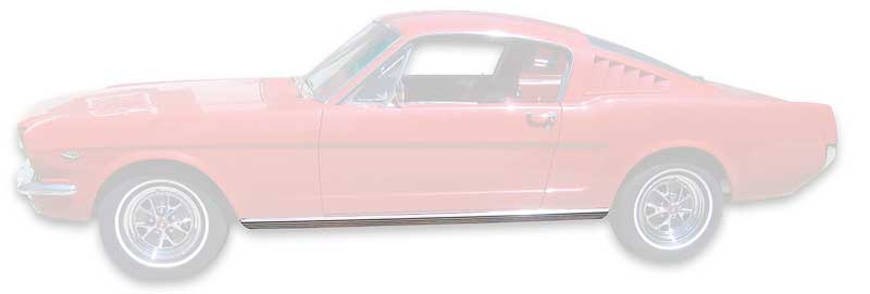 10176B - 1964-66 Mustang; Rocker Panel Molding; With Hardware; LH, Driver Side