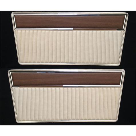 1968-77 Ford Bronco; Front Door Panels; Sierra Vinyl w/ Rosewood Inserts; Parchment