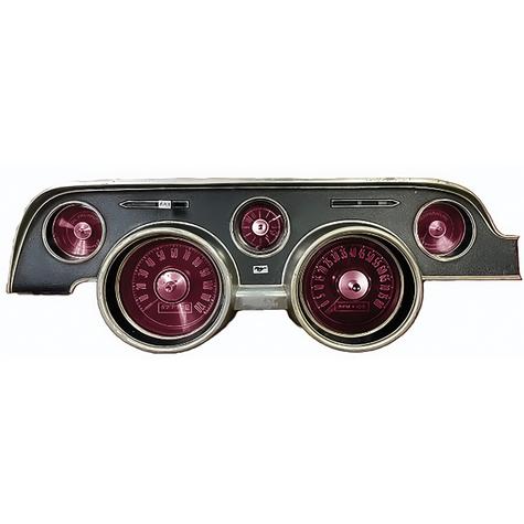 1967-68 Ford Mustang; Instrument Gauge Cluster; w/Tach; LED Bulb Kit; Red