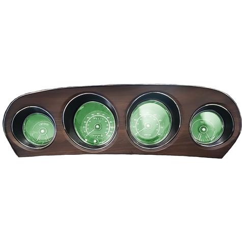 1969-73 Ford Mustang; Instrument Gauge Cluster; w/Tach; LED Bulb kit; Green