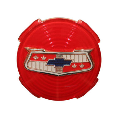 Trim Parts 1954 & 1957-58 Chevrolet Full Size Car Red Wheel Spinner Emblem, Each - (1405)