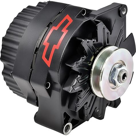 100% New; Black Crinkle; 1-Wire Alternator W/ Chevy Bowtie Emblem; Gm 100 Amp