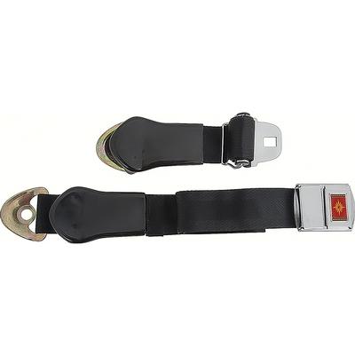 1965-66 Impala, Nova, Chevelle; Deluxe Interior Front Seat Belt; w/Red Starburst; Black Belt: RH or LH; Each
