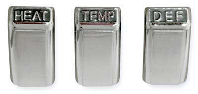 1968 Mustang; Heater Control Knob Set; Without AC; 3 pieces