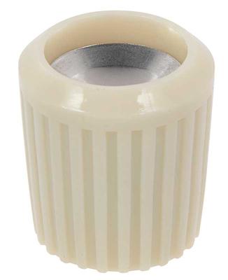 1960-63 Ford Falcon; Split Shaft Radio Knob; White With Chrome Insert