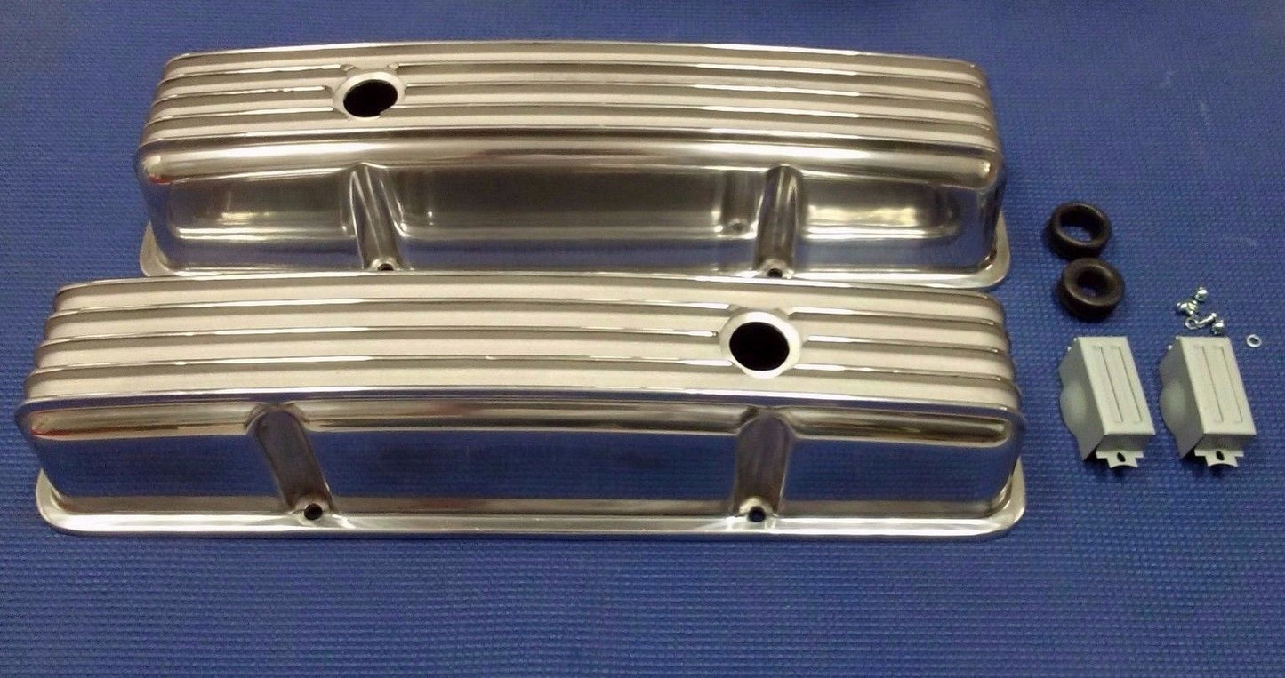 1957-1986 CHEVROLET GMC PICKUP TRUCK SML BLK TALL FINNED ALUMINUM VALVE COVERS