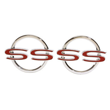 Trim Parts 1964 Chevrolet Impala Rear Quarter Panel "SS" Emblem W/Fasteners, Pair - (2360)