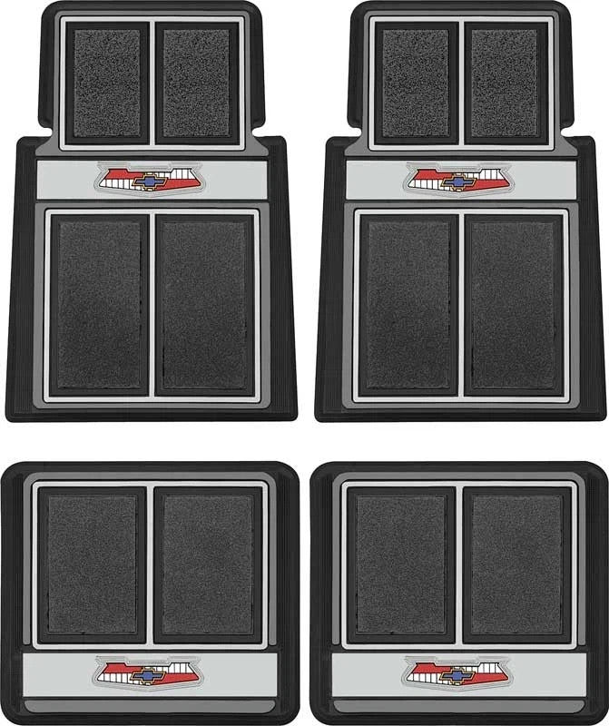 1955-57 Chevy Bel Air 150 210; Floor Mat Set with "Chevrolet" Crest Front & Rear
