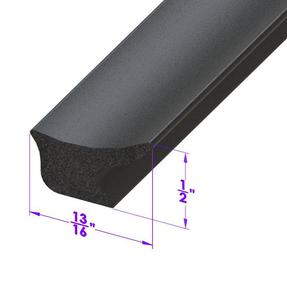 Door Side Seal Smooth, Black, Skin-Covered Sponge - LP 41-M