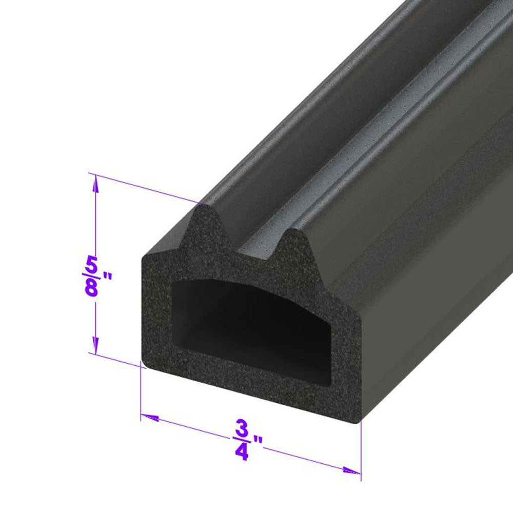 D Shaped Extrusion 3/4" Wide X 5/8" High - LP 80-H