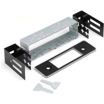 Universal DIN Repair Kit W/Black Plastic Faceplate W/Chrome Trim Euro Style; 502 Faceplate; W/O Knobs