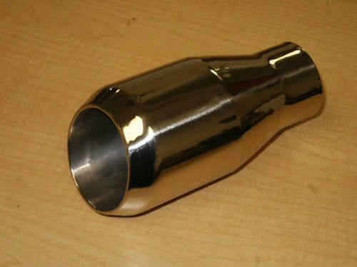 2 1/4 INCH POLISHED STAINLESS EXHAUST TIP w/ OVAL OUTLET VERY NICE NEW SHIP FREE