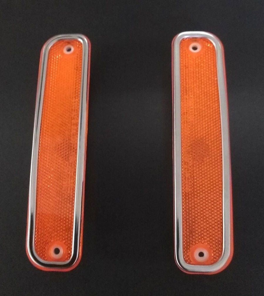 1973-1980 CHEVROLET GMC PICK-UP FRONT SIDE MARKER LAMP ASSEMBLY SET W/ CHROME