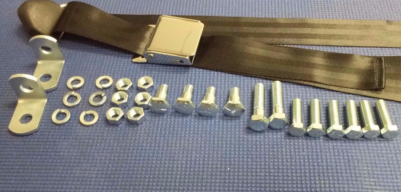 1973-1991 CHEVROLET PICKUP TRUCK 3PT RETRACTABLE BLACK & CHROME SEAT BELTS SETS