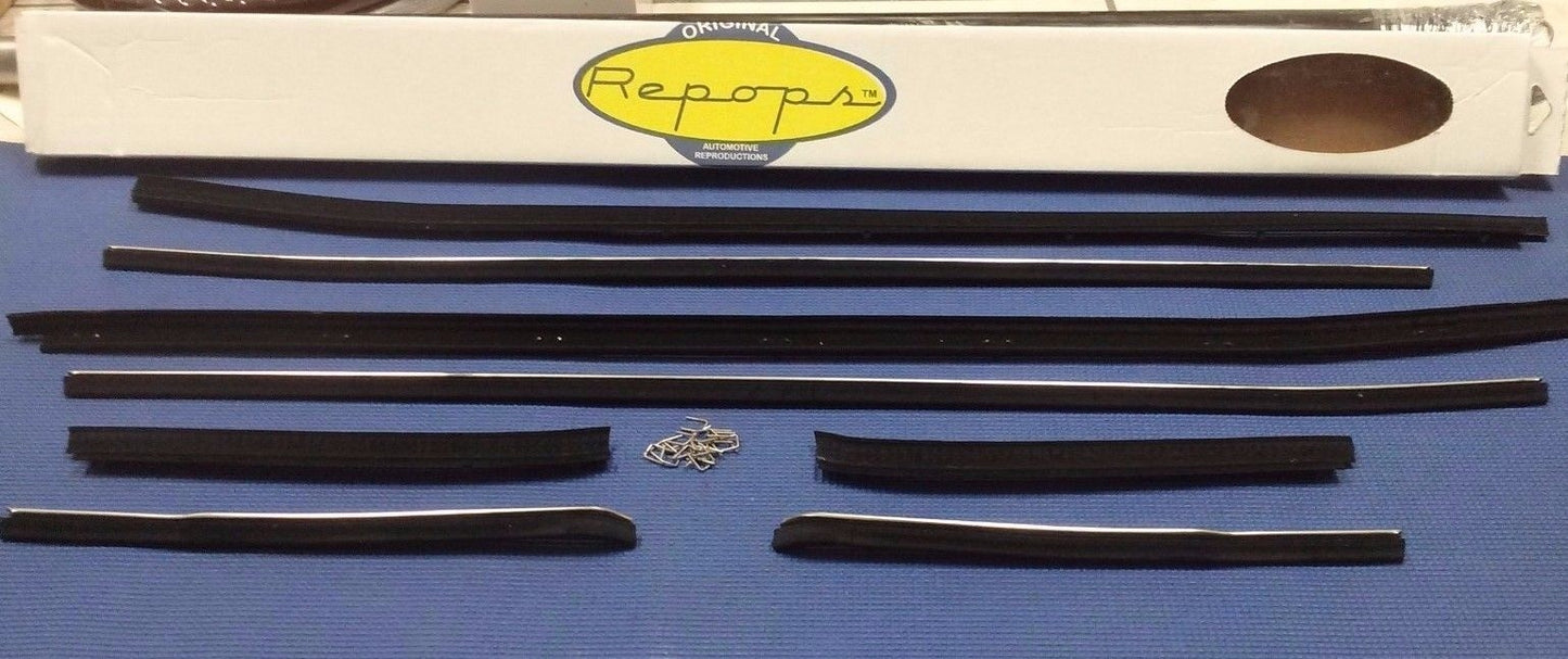 1971 - 1973 FORD MUSTANG FASTBACK DOOR WINDOW FELT FUZZIES RUBBER SEAL KIT NEW