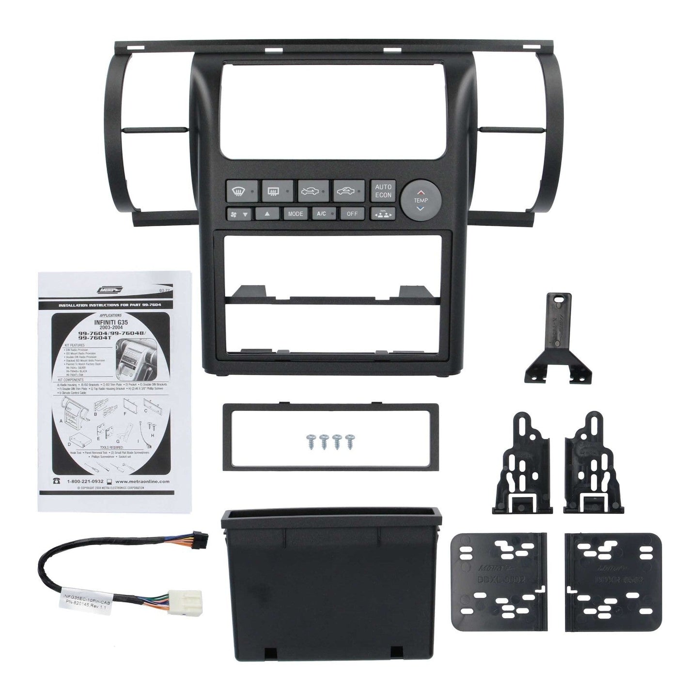 Metra 99-7604B Infiniti G35 (without NAV) 2003-2004 Dash Installation Kit