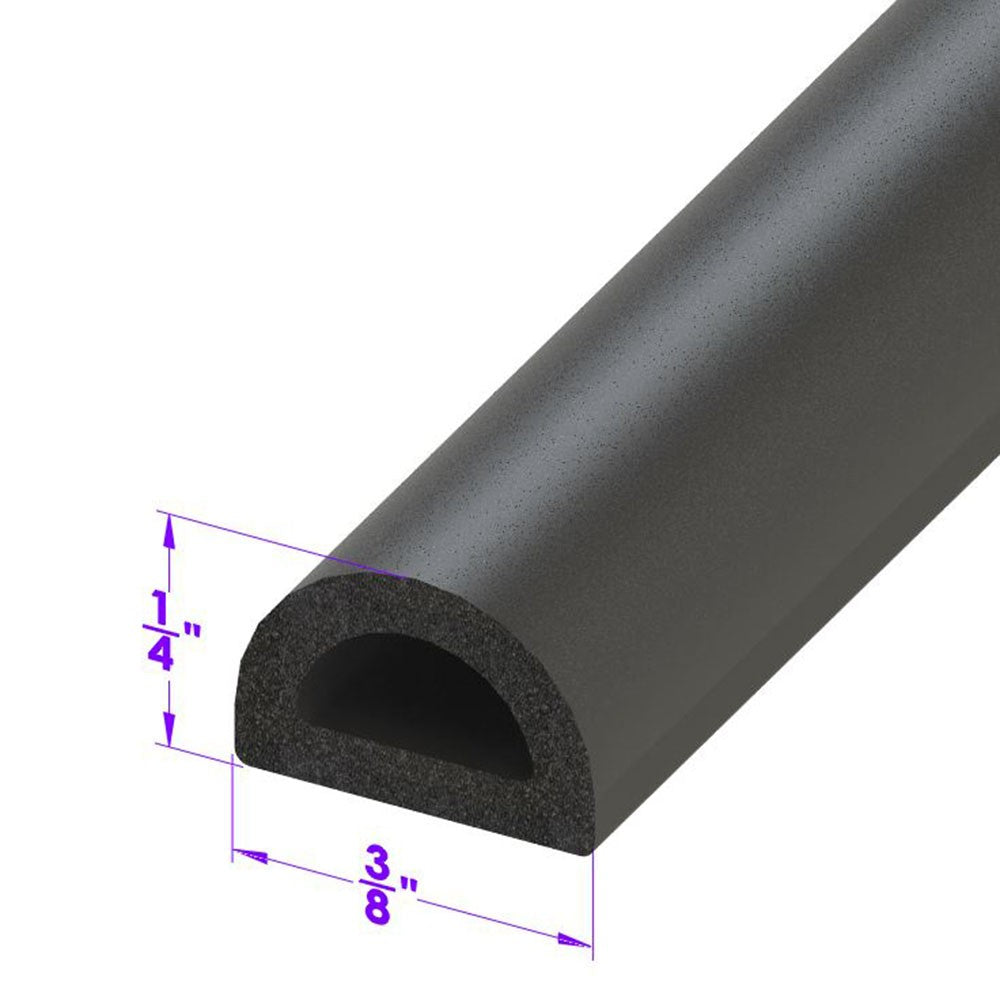 D Shaped Extrusion 3/8" Wide X 1/4" High - LP 80-D