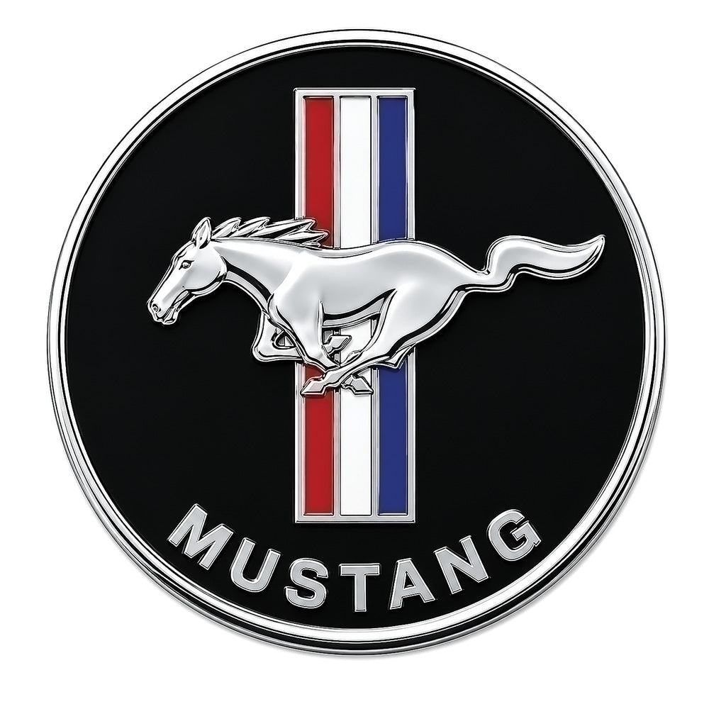 3649S4 - 1965-73 Mustang; Tri-Bar Running Pony Steering Wheel Emblem; For Corso Feroce Steering Wheels; 1-3/8