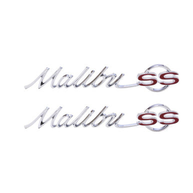 Trim Parts 1965 Chevrolet Chevelle Rear Quarter "Malibu SS" Emblem W/Fasteners, Pair - (4210)