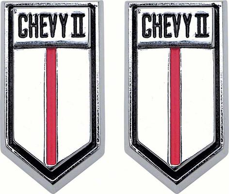 4539568 - 1966-67 Chevy II; Door Panel Emblems ; Pair