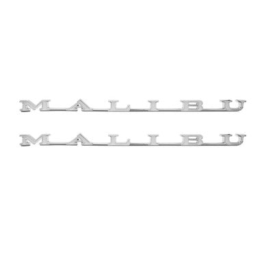 Trim Parts 1970 Chevrolet Chevelle Front Fender "Malibu" Emblem W/Fasteners, Pair - (4673)