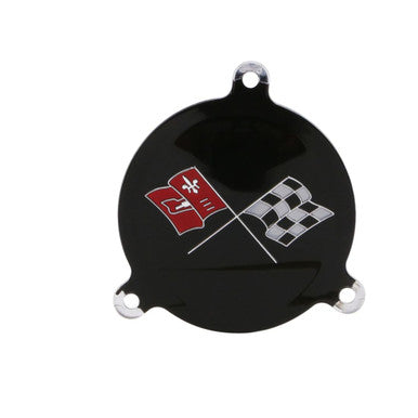 Trim Parts 1965-66 Corvette Spinner Emblem W/Black Upper Left Hand Flag Corner, Each - (5072A)