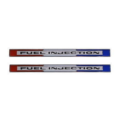 Trim Parts 1965 Chevrolet Corvette Front Fender “Fuel Injection” Emblem W/Fasteners, Pair - (5225)