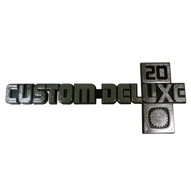 Trim Parts 1981-1988 Chevy Truck Front Fender "Custom-Deluxe 20" Emblems W/Fasteners, Pair - (9912)