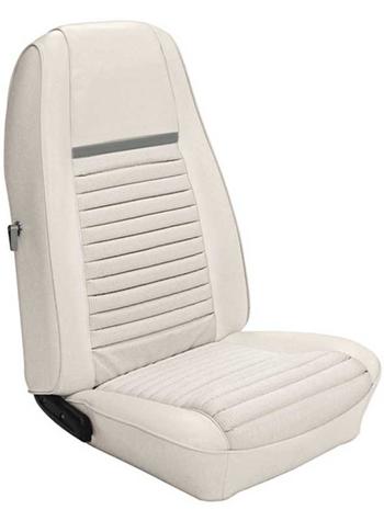 1970 Mustang Mach I with Front Buckets Reproduction Full Set Upholstery - White with Gray Stripe