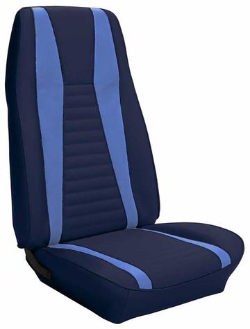 1971-73 Mustang Mach I Front Buckets Only Reproduction Upholstery Set - Blue with Blue Stripe