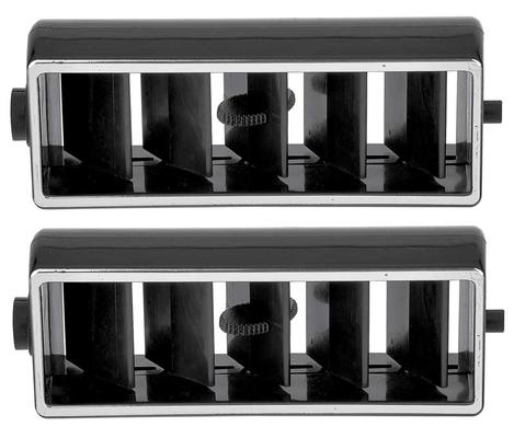 1970-78 Camaro, 1969-74 Nova, 1977-82 Corvette; Center AC Dash Vent Deflector; Black with Chrome Trim; Pair; Various Mod