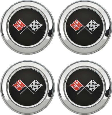 748640 - 1978 Corvette Indy Pace Car; Wheel Center Cap & Flag Emblem; Set of 4