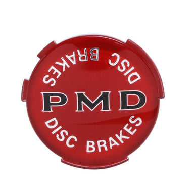 Trim Parts Pontiac Wheel Cover 2 7/16” Diameter Red Background "Disc Brakes" Emblem, Each - (8205)