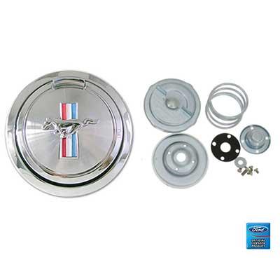 9030E - 1967 Mustang; Deluxe; Pop-Open Gas Cap; With Tri-Bar Running Horse Emblem