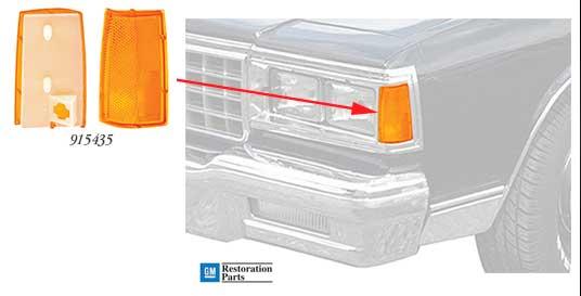 1981-89 Impala, Caprice, Bonneville, Safari; Front Side Marker Lens; LH Drivers Side; Various Models