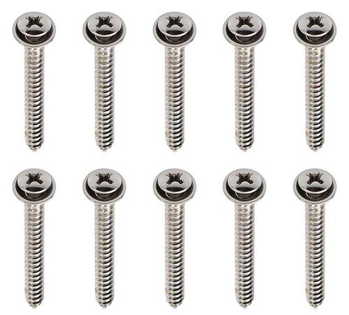 Universal Screw Set ; Chrome with Integral Washer; #8 x 1-1/2" ; Set of 10