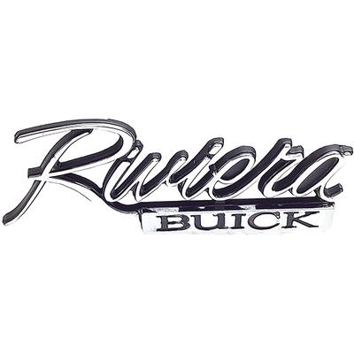 9628619 - 1973-74 Buick Riviera; Trunk Nameplate Emblem; Riviera Buick Script
