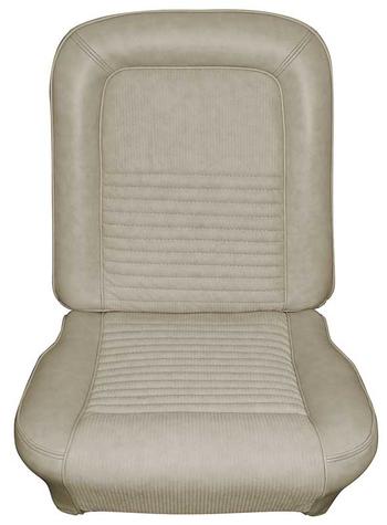 1967 Mustang Deluxe Front Bucket Seat Upholstery Parchment Sierra Vinyl - Comfortweave Inserts