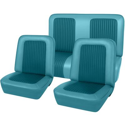 1968 Mustang Convertible w/Buckets Deluxe Full Set Reproduction Upholstery; Turquoise w/Comfortweave
