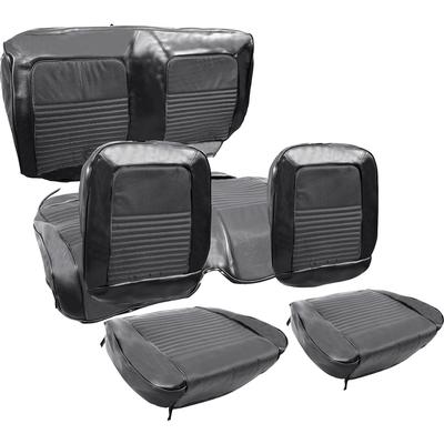 1967 Mustang Convertible; Deluxe Bucket Seat Upholstery; Full Set; Black Sierra Vinyl w/ Comfortweave