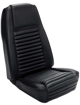 1969 Mustang; Mach I Bucket Seat Upholstery; Full Set; Black w/ Black Stripe