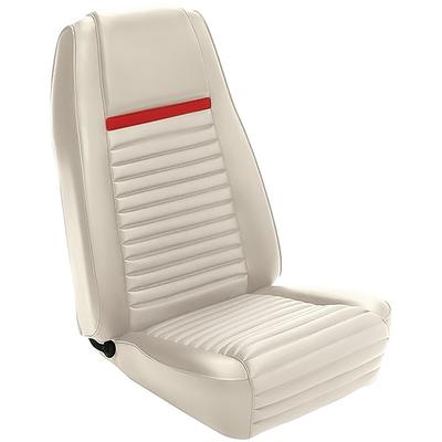 1969 Mustang; Mach I Bucket Seat Upholstery; Full Set; White w/ Red Stripe