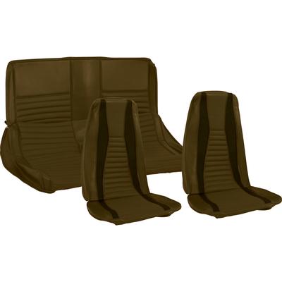 1971-73 Mustang Mach I w/ Front Bucket Seats Full Set Upholstery; Ginger w/ Ginger Stripe