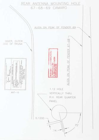 1967-69 Camaro; Rear Quarter Panel Antenna Template