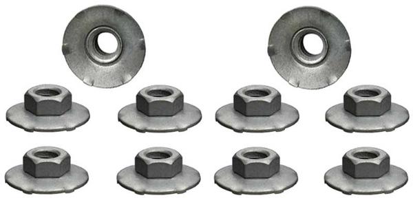 Peri-Keps Hex Nuts 7/16" Hex with 7/8" Toothed Free Spinning Washer, Fits #14 Stud Size, 10 Pieces