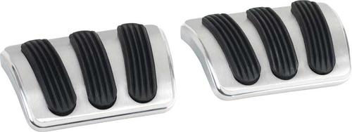 1967-69 Barracuda/Cuda Brake and Clutch Pedal Pads - Curved Style - Brushed w/Rubber Insert