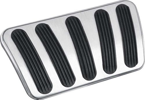 1960-66 GM Trucks with AT - Lokar Billet Brake Pedal Pad - Curved Style - Brushed w/Rubber Inserts