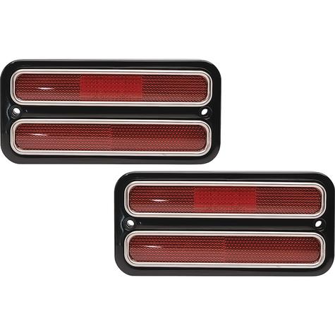 1968-72 Chevrolet, GMC Truck; LED Marker Light & Billet Aluminum Bezel Kit; Red Lenses; Matte black finish,Pair
