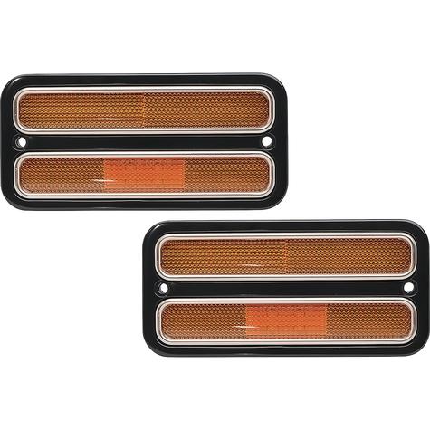 1968-72 Chevrolet, GMC Truck; LED Marker Light & Billet Aluminum Bezel Kit; Amber Lenses; Black Fusioncoat ,Pair