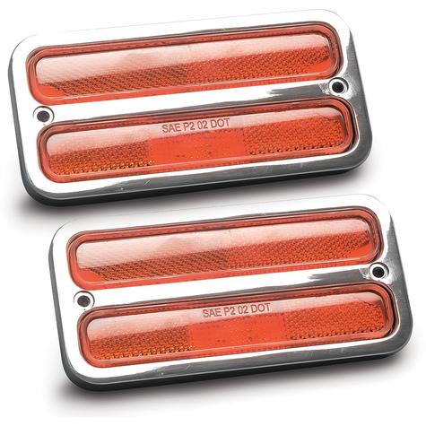 1968-72 Chevrolet, GMC Truck; LED Marker Light & Billet Aluminum Bezel Kit; Amber Lenses; Clear coat finish ,Pair